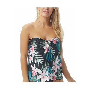 Coco Reef Womens Clarity Printed Bandeau Bra Size Tankini Top,Black,34C